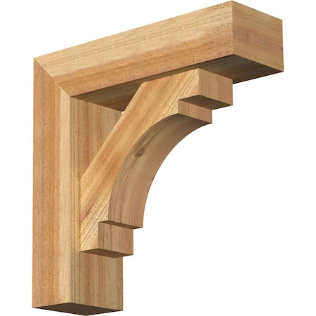Ekena Millwork Merced Block Rough Sawn Bracket w/ Offset Brace, Western Red Cedar, 6"W x 20"D x 20"H BKT0604X20X20MRC05RWR